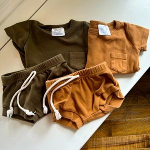 Mebie Baby Two Outfits Army Green & Camel